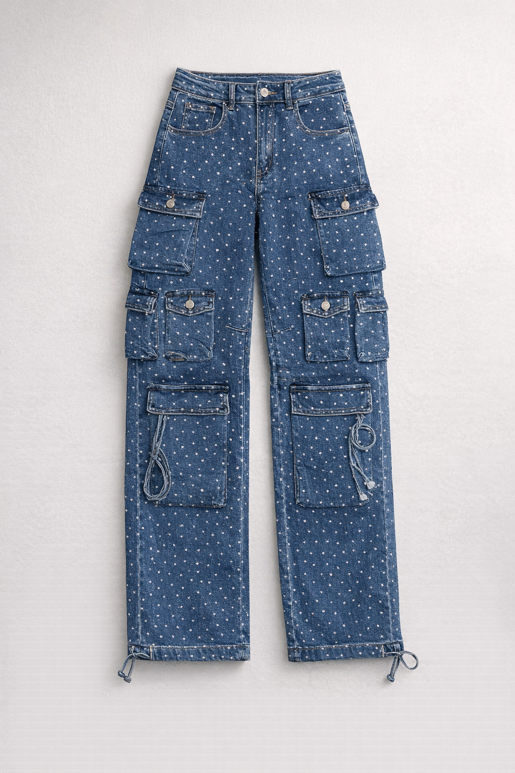 Jeans cargo con strass