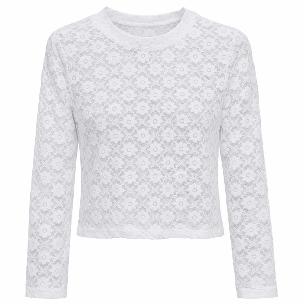 Top in pizzo con maniche lunghe