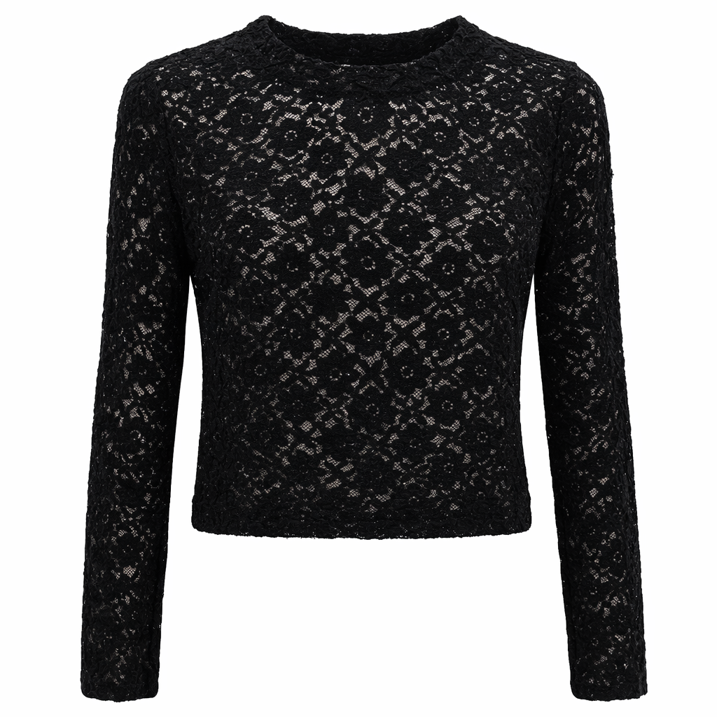 Top in pizzo con maniche lunghe