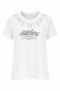 T-shirt con strass sul collo